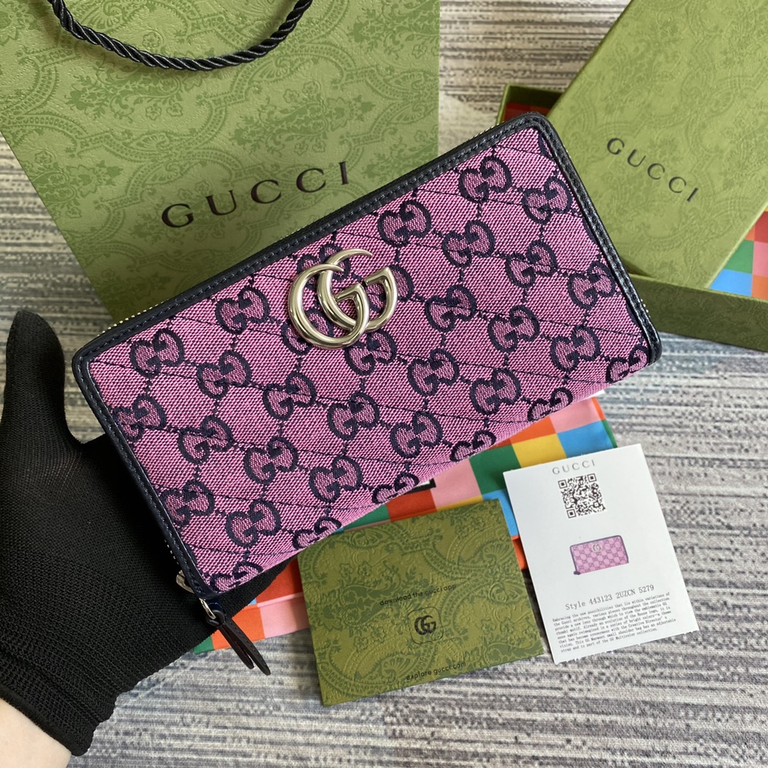 Gucci GG Marmont Zip Around Wallet 443123 Purple